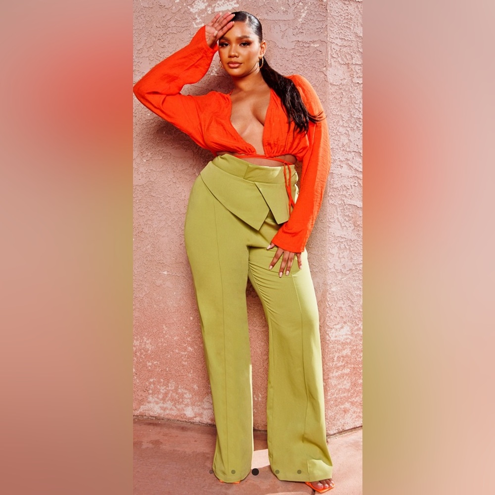 BNWT PLT Orange Wrap Top